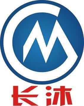 长沐智能企业LOGO：蓝色圆形M形图与红色长沐字样